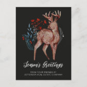 Rustic Reindeer Wreath Nordic Folk Business Feestdagenkaart (Voorkant)