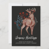 Rustic Reindeer Wreath Nordic Folk Business Feestdagenkaart (Voorkant)