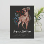 Rustic Reindeer Wreath Nordic Folk Business Feestdagenkaart (Staand voorkant)