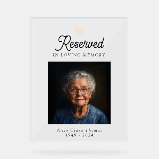 Rustic Remembrance Wedding Acryl Gedenkteken Acryl Bord (Voorkant)