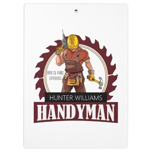 Rustic Repairman Construction Handyman Modern Klembord (Achterkant)