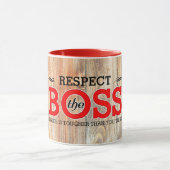 Rustic Respecteer de Baas op Schuurhout Mok (Midden)
