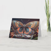 Rustic Resting Butterfly Art Happy Birthday Kaart (Voorkant)