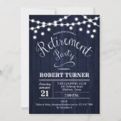 Rustic Retirement Party - Navy Wood Pattern Kaart (Voorkant)