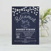 Rustic Retirement Party - Navy Wood Pattern Kaart (Staand voorkant)