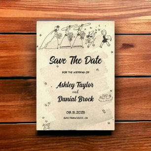  Rustic Retro 50s Oude bruiloft sparen de Datum Kaart