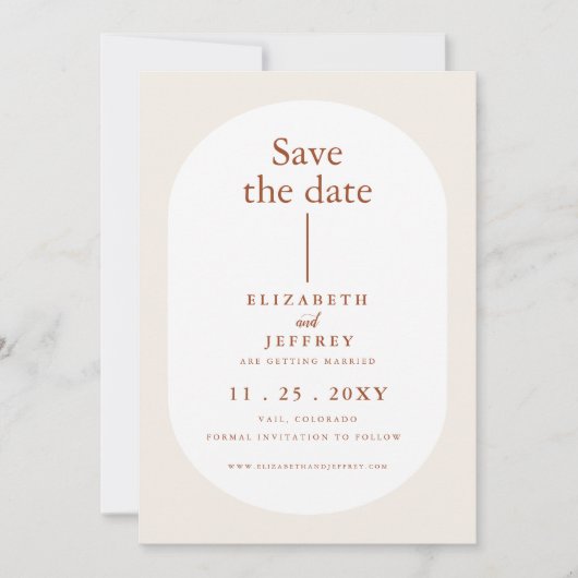 Rustic Retro Boho Rust Terracotta Save the Date Aankondiging (Voorkant)