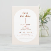 Rustic Retro Boho Rust Terracotta Save the Date Aankondiging (Staand voorkant)