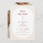 Rustic Retro Boho Rust Terracotta Save the Date Aankondiging (Voorkant / Achterkant)