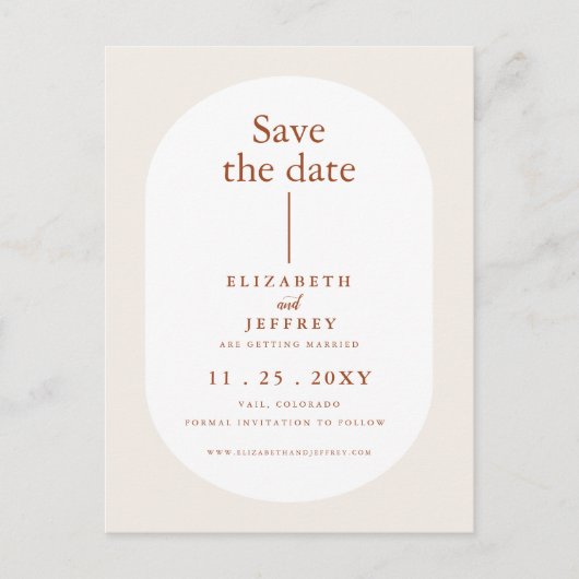 Rustic Retro Boho Rust Terracotta Save the Date Aankondigingskaart (Voorkant)