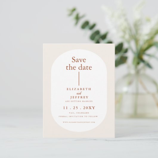 Rustic Retro Boho Rust Terracotta Save the Date Aankondigingskaart (Staand voorkant)
