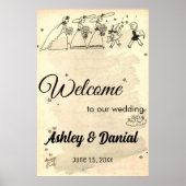 Rustic Retro Bride bruidmaids Oude bruiloft Poster (Voorkant)