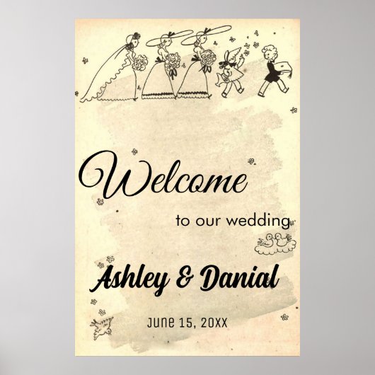 Rustic Retro Bride bruidmaids Oude bruiloft Poster (Voorkant)