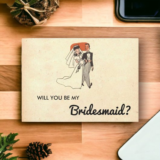  Rustic Retro Bride Groom Bridesmaid Card Kaart