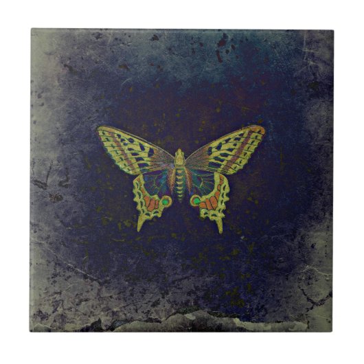 Rustic Retro Butterfly Tegeltje (Voorkant)