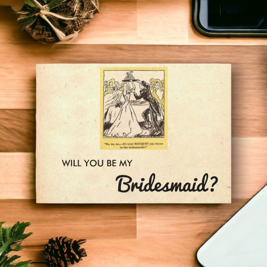 Rustic Retro Classic Funny Bridesmaid Card Kaart