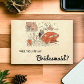  Rustic Retro Couple Old Bridesmaid Card Kaart