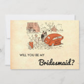 Rustic Retro Couple Old Bridesmaid Card Kaart (Voorkant)
