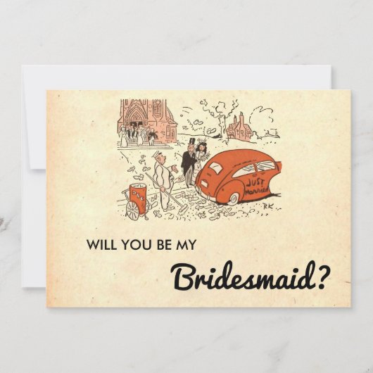  Rustic Retro Couple Old Bridesmaid Card Kaart (Voorkant)