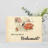 Rustic Retro Couple Old Bridesmaid Card Kaart (Staand voorkant)