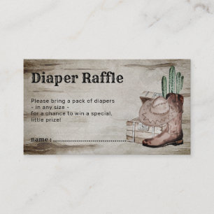 Rustic Retro Diaper Raffle Baby Cowboy Informatiekaartje