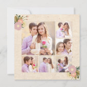 Rustic Retro Floral Canvas Foto opslaan Datum Save The Date (Achterkant)