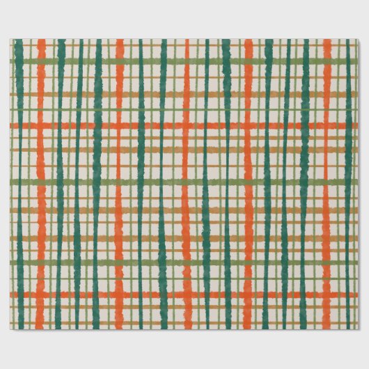 Rustic Retro-gebilderd kerstpatroon Cadeaupapier (Vlak)