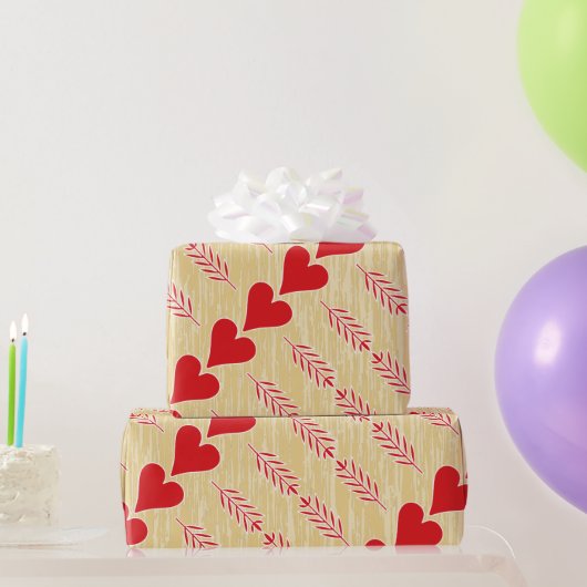 Rustic Retro Heart Pattern Valentijn Cadeaupapier (Feestgeschenken)