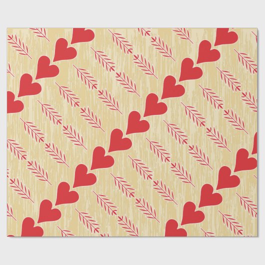Rustic Retro Heart Pattern Valentijn Cadeaupapier (Vlak)