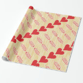 Rustic Retro Heart Pattern Valentijn Cadeaupapier (Uitgerold)