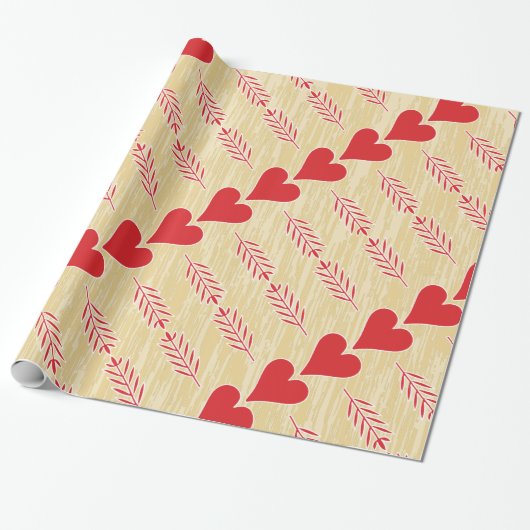 Rustic Retro Heart Pattern Valentijn Cadeaupapier (Uitgerold)