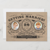 Rustic Retro Kinder Photo Wedding Invitations Kraf Kaart (Voorkant)
