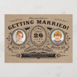 Rustic Retro Kinder Photo Wedding Invitations Kraf Kaart