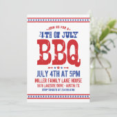 Rustic Retro  op 4 juli BBQ Party Kaart (Staand voorkant)