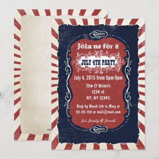 Rustic Retro op 4 juli Kaart (Voorkant / Achterkant)