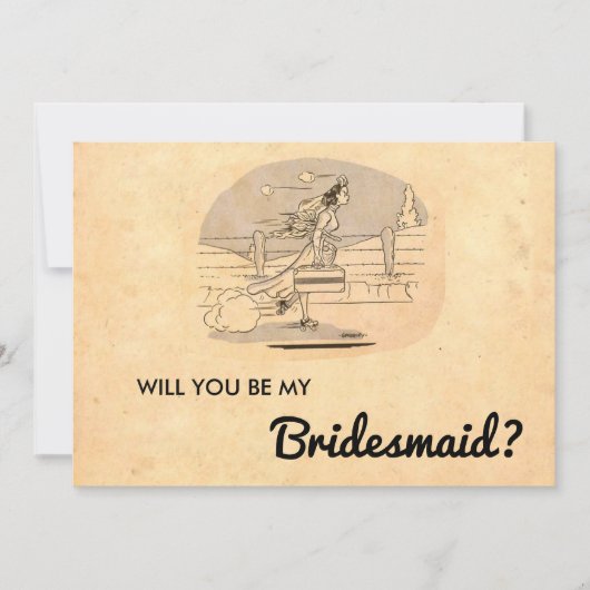 Rustic Retro Pop Art Funny Bridesmaid Card Kaart (Voorkant)