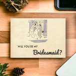 Rustic Retro Romantic Chic Bridesmaid Card Kaart<br><div class="desc">Deze  retro-stripkaart is geschikt voor een moderne bruiloft. Het oude,  minimalistische ontwerp is voorzien van een  Rustic Retro Romantic Chic Bridesmaid Card</div>