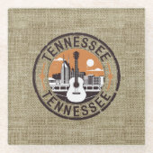 Rustic Retro Tennessee Travel Stamp Glazen Onderzetter (Voorkant)