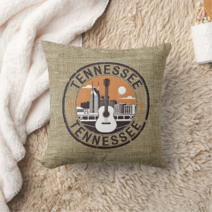 Rustic Retro Tennessee Travel Stamp Kussen