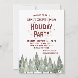 Rustic Retro Trees Company Holiday Party Kaart