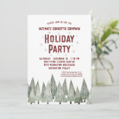 Rustic Retro Trees Company Holiday Party Kaart (Staand voorkant)