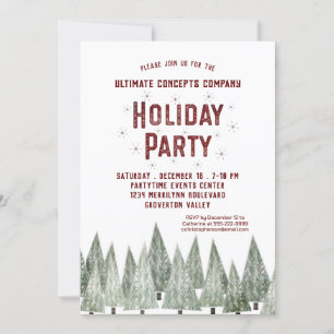 Rustic Retro Trees Company Holiday Party Kaart
