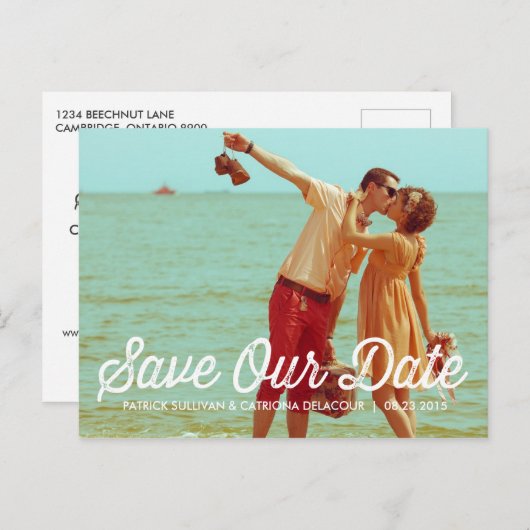 Rustic Retro Typografie Save the Date Briefkaart (Voorkant / Achterkant)