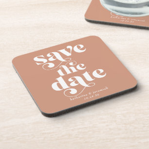 Rustic Retro Typography Wedding Save the Date Bier Onderzetter