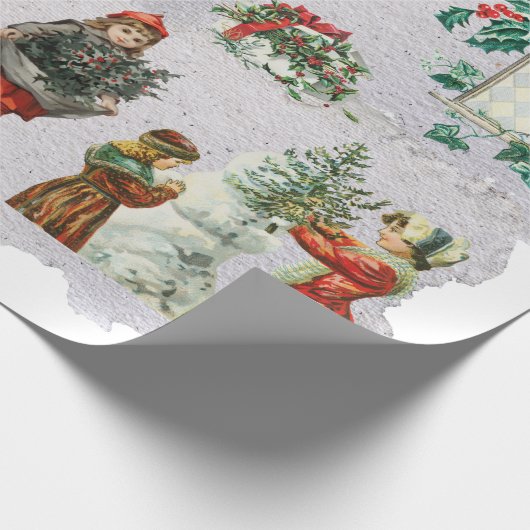 Rustic Retro Vintage Kerstwinter Cadeaupapier (Hoek)