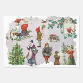 Rustic Retro Vintage Kerstwinter Inpakpapier Vel (Voorkant)