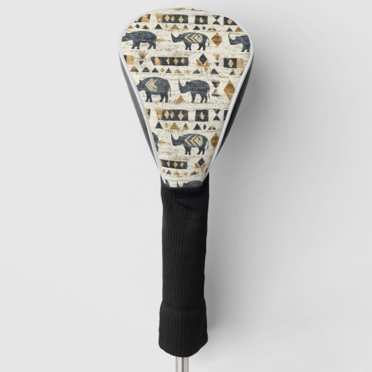 Rustic Rhino Tribal Pattern (1) Golfheadcover (Voorkant)