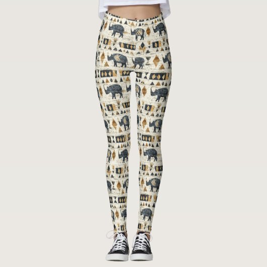 Rustic Rhino Tribal Pattern (1) Leggings (Voorkant)