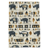 Rustic Rhino Tribal Pattern (1) Medium Cadeauzakje (Achterkant)