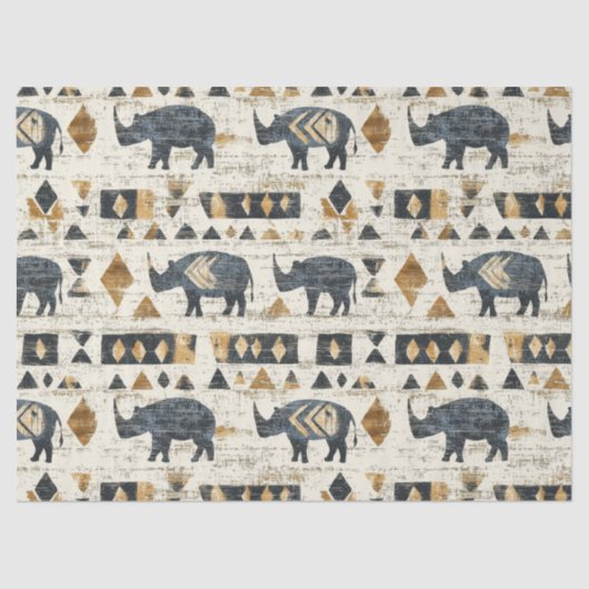 Rustic Rhino Tribal Pattern (1) Tissuepapier (Voorkant)